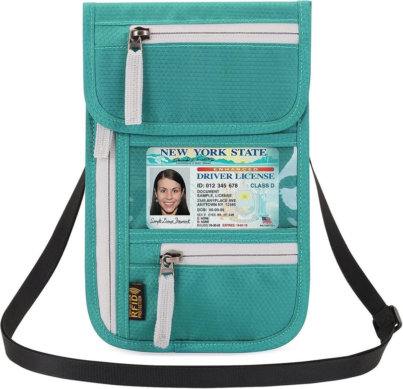 Arouselove Neck Wallet Lightweight RFID Blocking Waterproof Travel Pouch for Women Men - Image 1